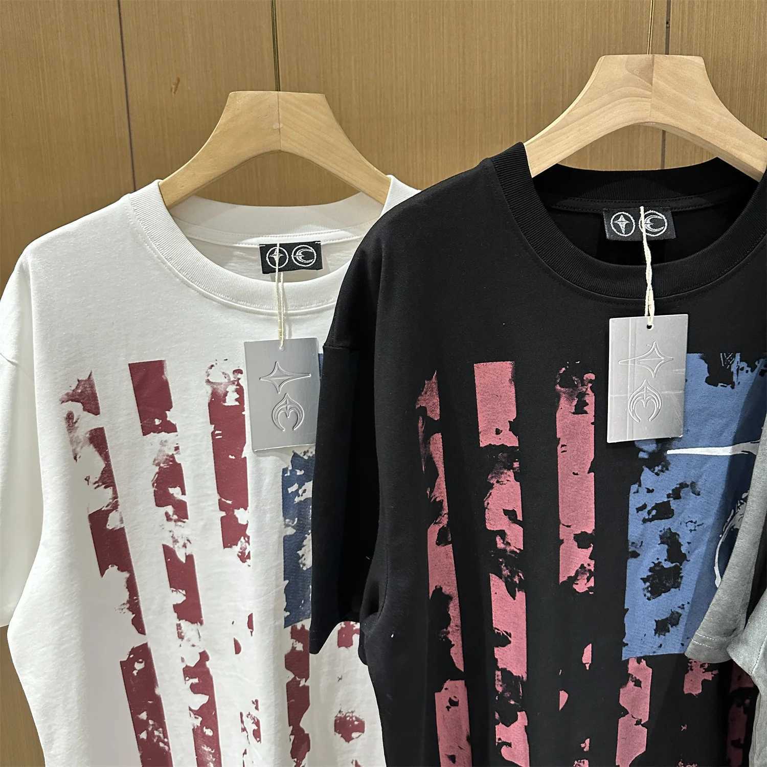 THUG CLUB Vibe Style 25SS High-Street Cotton Distressed Old Vintage Quality Casual Short Sleeve Tops T-ShirtT250318