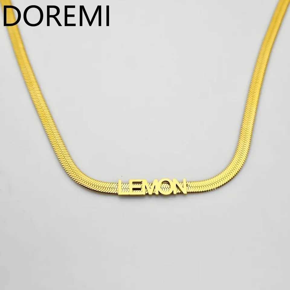 Doremi personalized bubble pendant herringbone chain stainless steel customized name necklace waterproof jewelry gift W250318