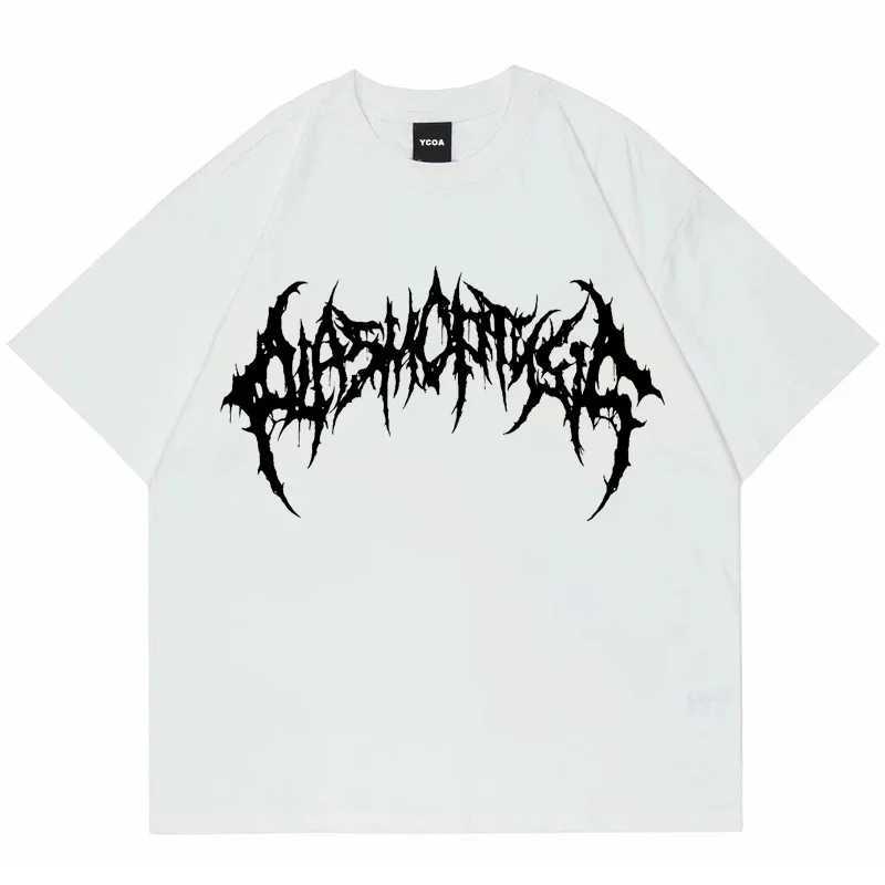 Mens Tshirts Graphic Streetwear Hip Hop Goth Summer Y2K Print Harajuku Short Sleeve Cotton Tops Tees Oversized T-Shirt ClothingT250318