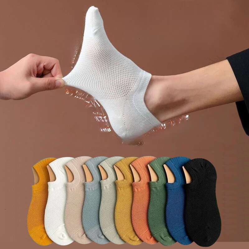 Designer Socks for Women Designer Socks Mens Short Breathable Mesh Boat Socks Spring Summer Thin Style Solid Color and Sport Resistant Cotton Socks
