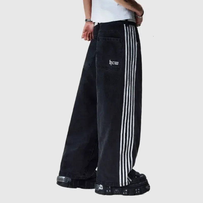 Y2K Baggy Jeans Harajuku vintage Striped Embroidered high quality Sweatpants men women Hip Hop Casual wide leg jeans streetwear 250318