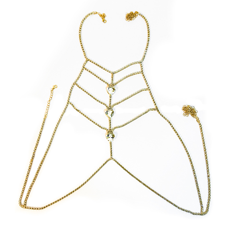 Stage Wear Dance Accessories Sexy rhinestone chest chain body chain