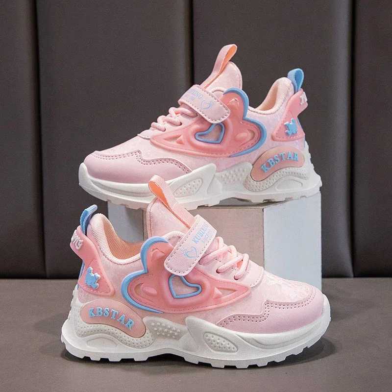 Kids Shoes for Girls Casual Sneakers with Heart Love Decoration High Quali Soft Breathable Children Sports Running Shoes 26-37XJ250318