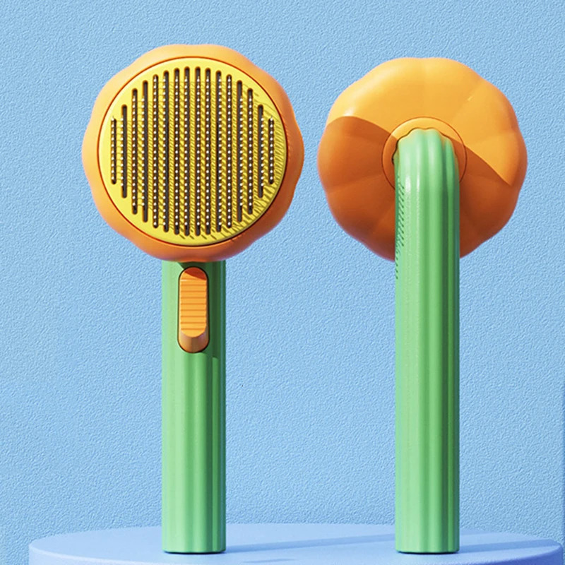 Pumpkin pet brush a selfcleaning slider used for grooming dogs and cats removing loose layers tangled hair 250318