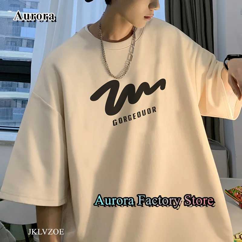 Mens cotton T-shirt summer fashion short sleeved clothing minimalist printed line top T-shirt Korean Harajuku oversized street clothingT250318
