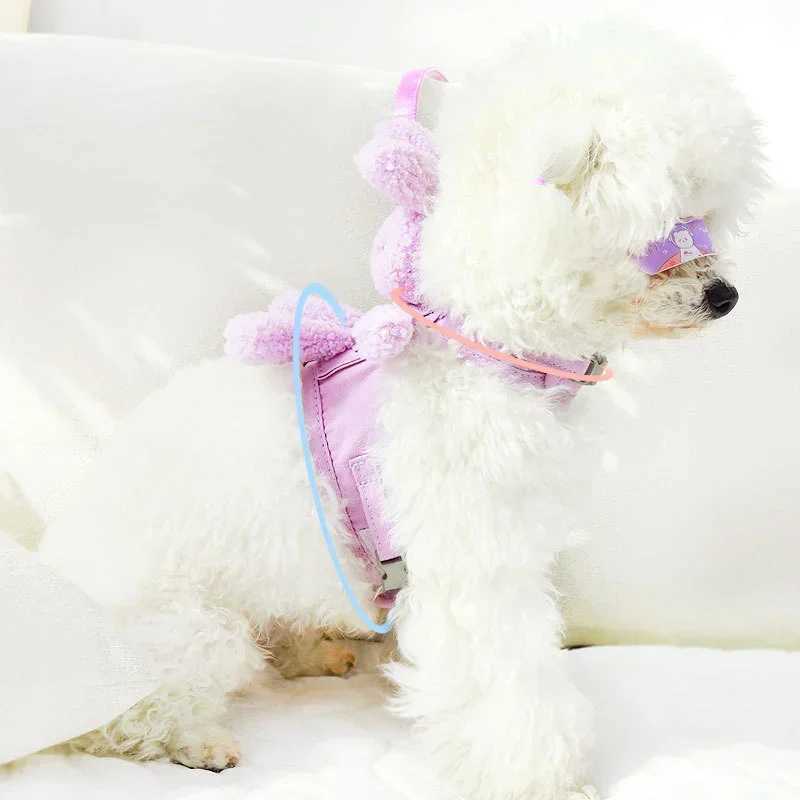 Cute plush rabbit chest vest dog leash dog walking leash dog leash puppy cat supplies dog collarT250318