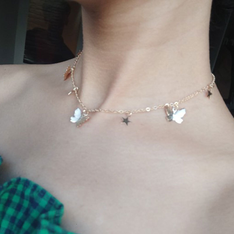 Butterfly Necklace Female Summer Net Red With Light Luxury Temperament Senior Sense Clavicle Chain Jewelry