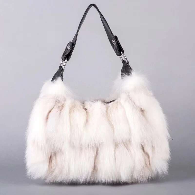 Winter Women's Fashion Handbag Ladies Purses Women Shoulder Bag Real Sier Fox Fur Messenger Bags