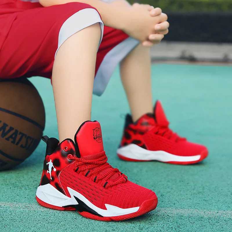 Red Boys Basketball Shoes Breathable Mesh Childrens Coach Platform Comfortable Sports Shoes Girls Top Sports Shoes Zapatillas NinoXJ250318