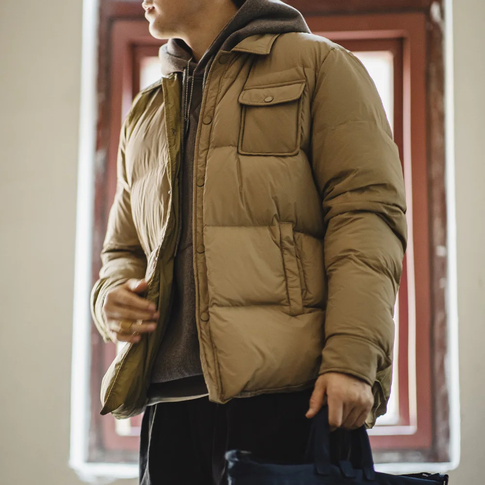 Maden Casual 90 White Duck Down Jacket Lightweight Warm Coldresistant Singlebreasted Lapel Puffer Men Winter Outerwear 250109