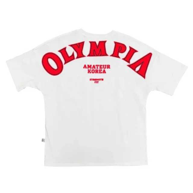 Olympia printed mens T-shirt sports top short sleeved running shirt training T-shirt loose oversized topT250318