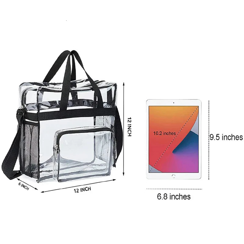 PVC Womens Bags Lunch Bag Portable Large Capacity Waterproof Travel Wash Bags Transparent Shoulder Crossbody Handbag for Women 250314