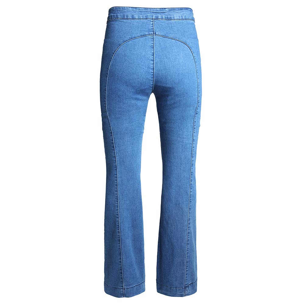 Women's Bell Bottom High Waisted Pull On Skinny Straight Fit Flare Denim Jeans