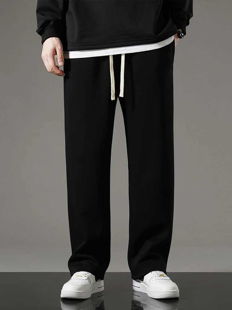 Spring and autumn mens sportswear Korean fashion sportswear Drawstring wide leg straight track pants cotton casual loose pants W250318