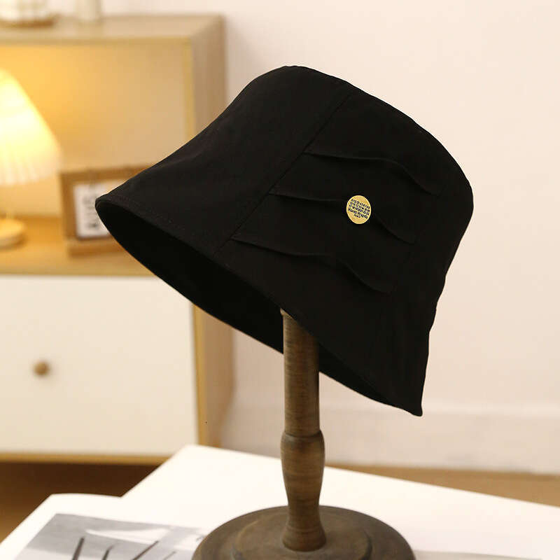Hat, female fisherman hat, design sense, niche, covering, face highlighting, small shade, sun protection, trendy ins pleated bucket hat