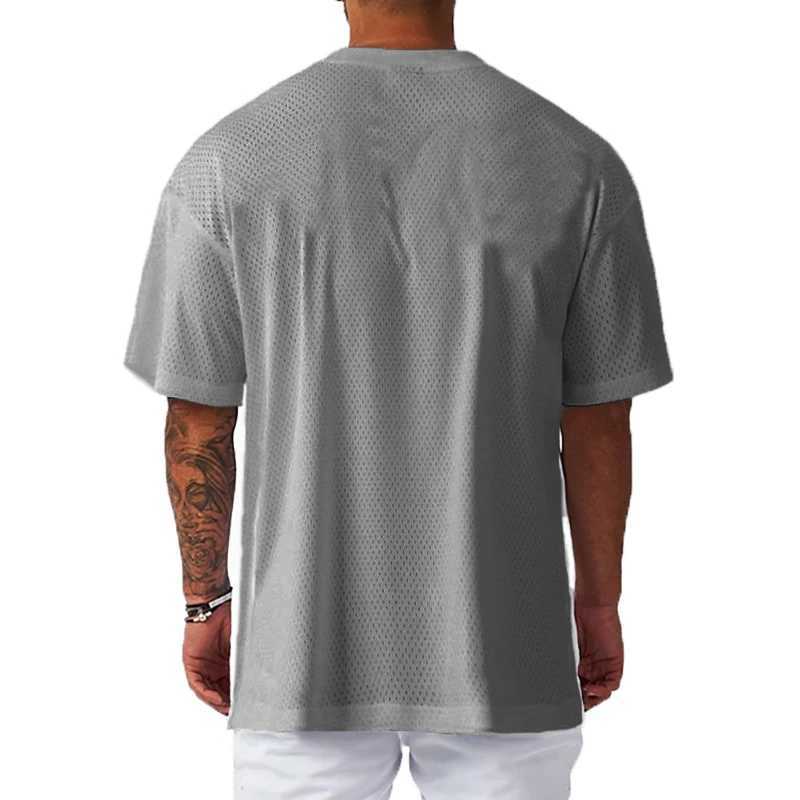 Summer running sports short sleeved quick drying net mens training loose oversized T-shirtT250318