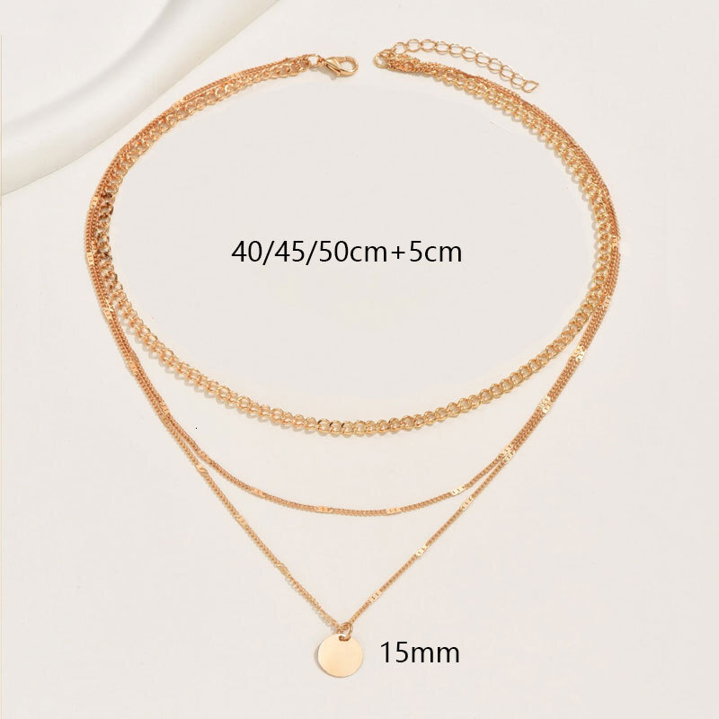 Three-layer Circular Pendant Necklace Women's Fashion Multi-layered Chain With Collar Chain Collar Bone Chain Jewelry