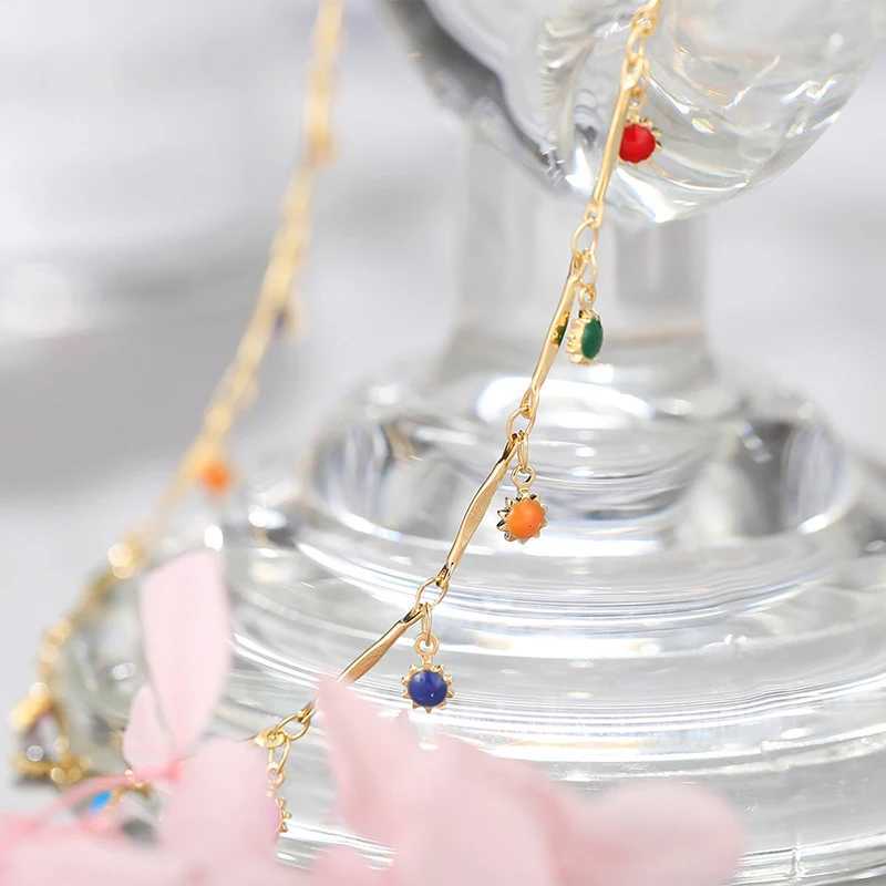 Fashionable and simple candy colored tassel necklace suitable for womens aesthetics fully matched pendant jewelry necklace accessories gift chain W250