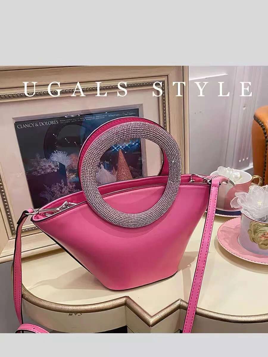 Women's Handbag Textured Leather Bucket Glitter Shiny Dias Evening Wedding Party Clutch Purse Shoulder Messenger Bag