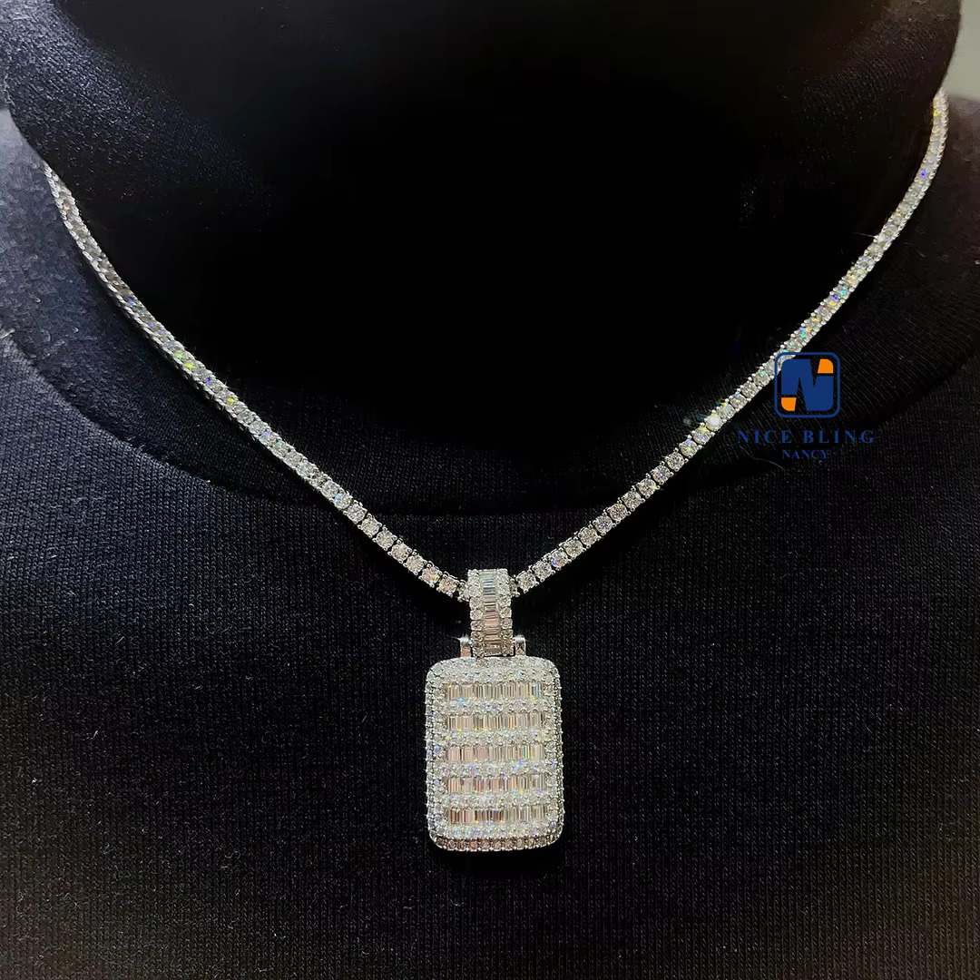 High Quality Hip Hop Jewelry Ready to Ship D Color Moissanite Diamond 925 Silver Moissanite Iced Out Pendant
