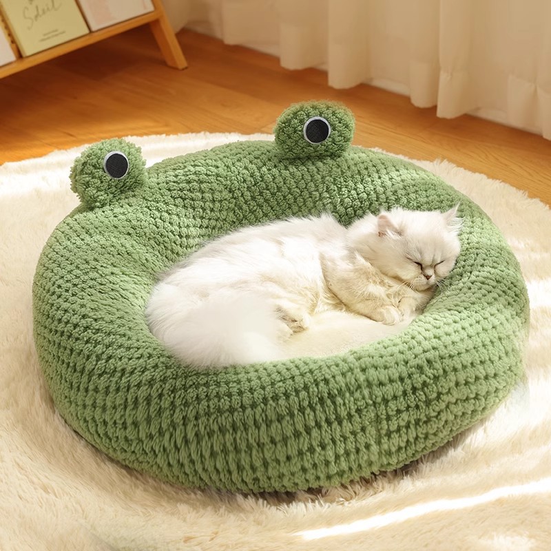 Cat Kennel Winter Warm Fully Enclosed Comfortable Sleeping House Frog Nest Pet Bed Supplies
