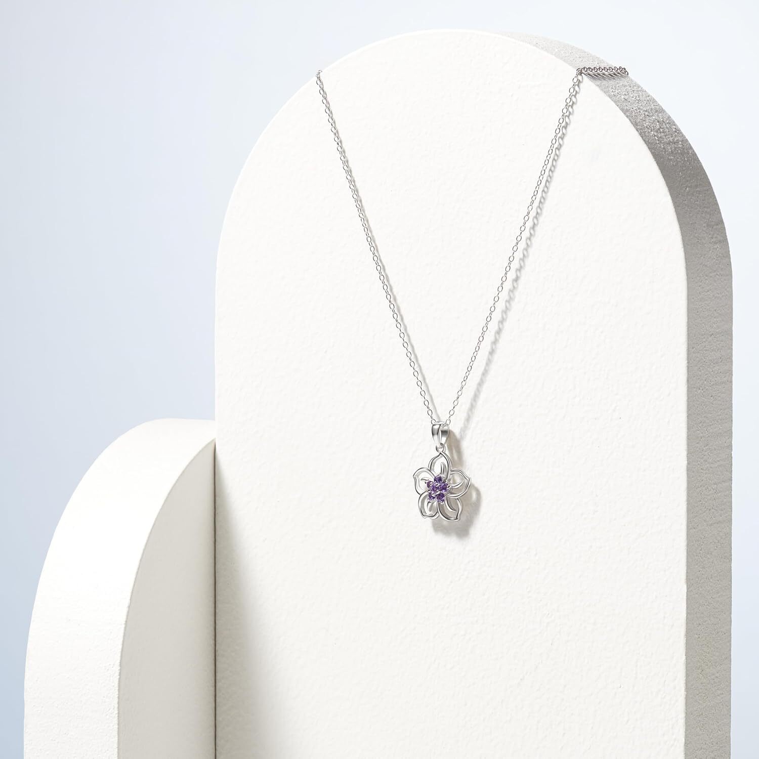 Or artificial birthstone wer pendant necklace, pure sier chain, 45.72 cm