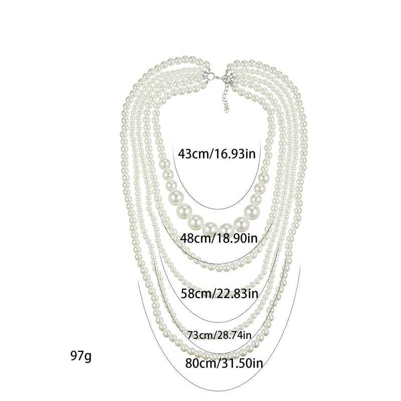 New imitation pearl necklace suitable for women long white multi-layer pearl necklace party birthday jewelry gift W250318