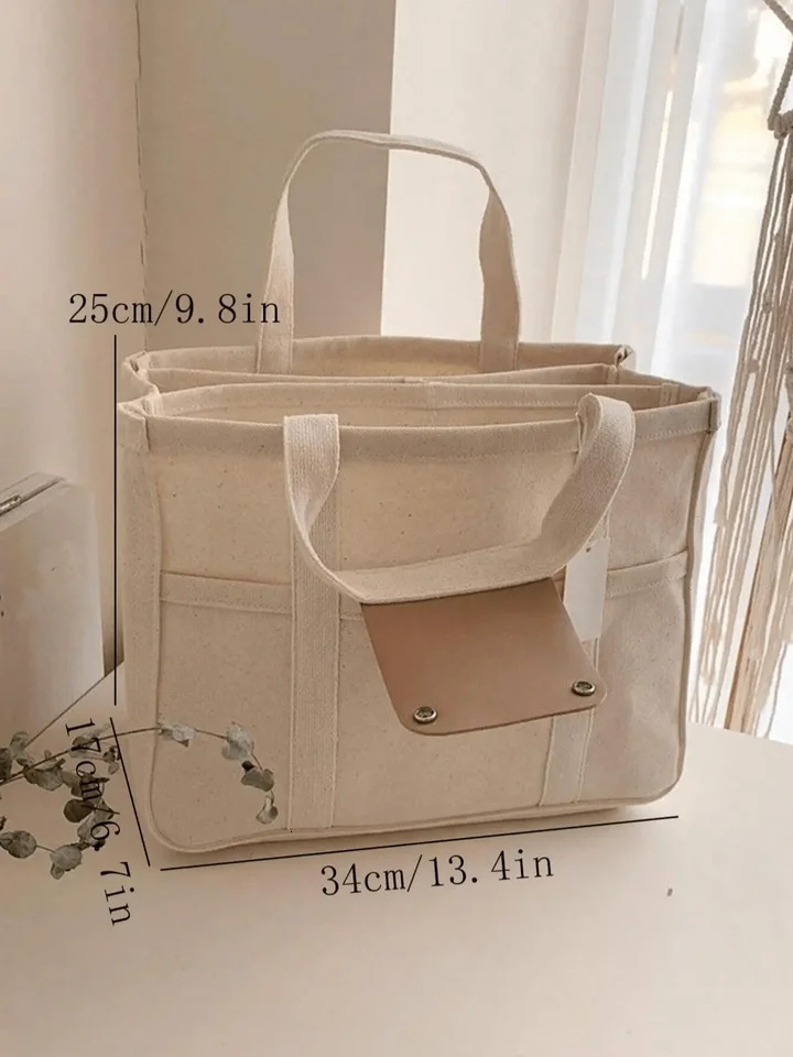 Large Capacity Canvas Tote Bags for Work Commuting Carrying Bag College Style Student Outfit Book Shoulder Bag R250318