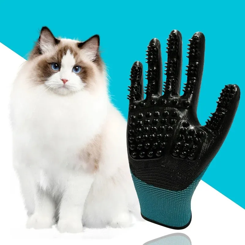 Hair Grooming Glove For Pet Dog Cat Bathing Silicone Massage Brush Dipping Gumming Rubber Gloves Dog Deshedding Comb