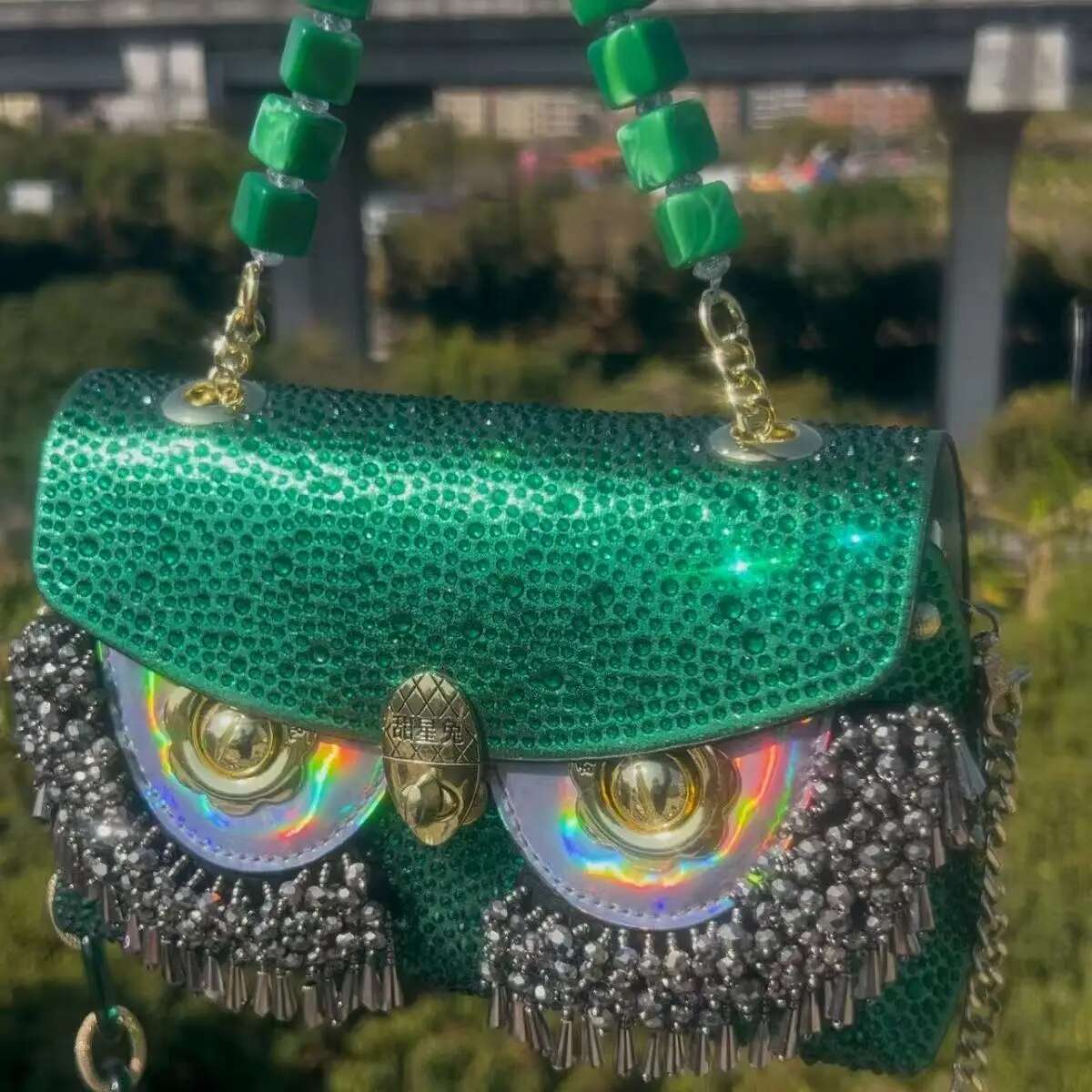Beaded Tassel Square Women Handbag High Quality Glitter Dia Evening Wedding Party Clutch Purse Crossbody Bag