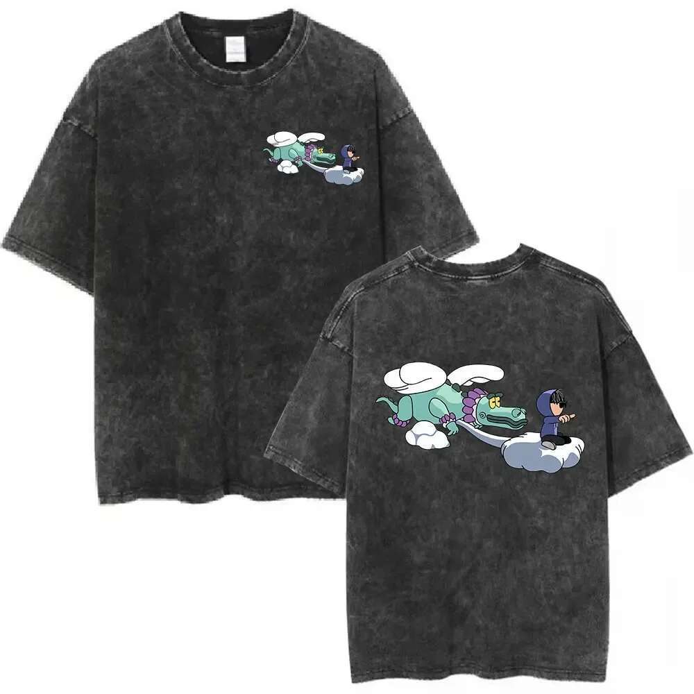 Natanael Cano Nata Montana Retro Washed T-shirt Amor Tumbado Short Sleeve Men's Fashion Casual Cotton Comfortable T-shirt