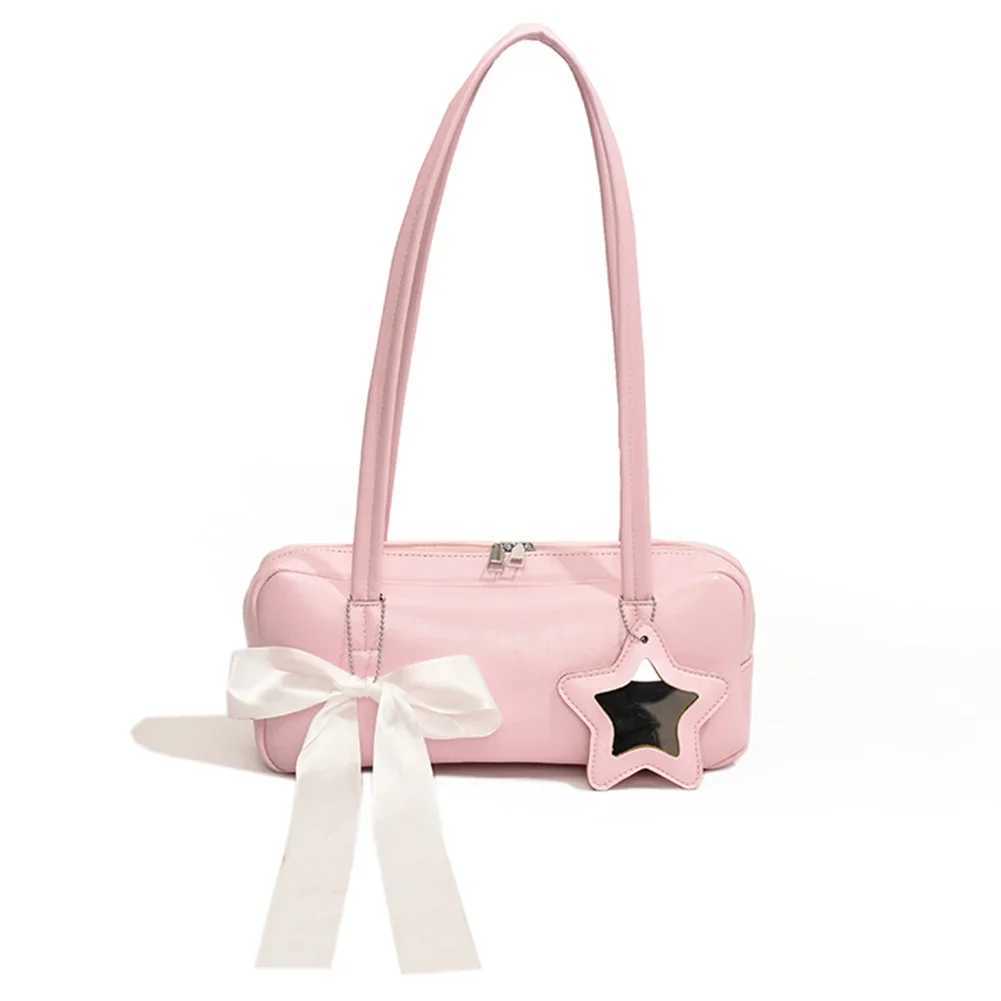 Wen casual handbag with star pendant Fi sole wallet PU leather bow underarm handbag girls outdoor daily bag Y250318