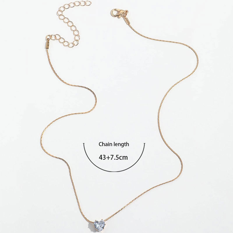Love Pendant Necklace Women Light Luxury With Crystal Zircon Peach Heart Choker Collar Bone Chain Jewelry