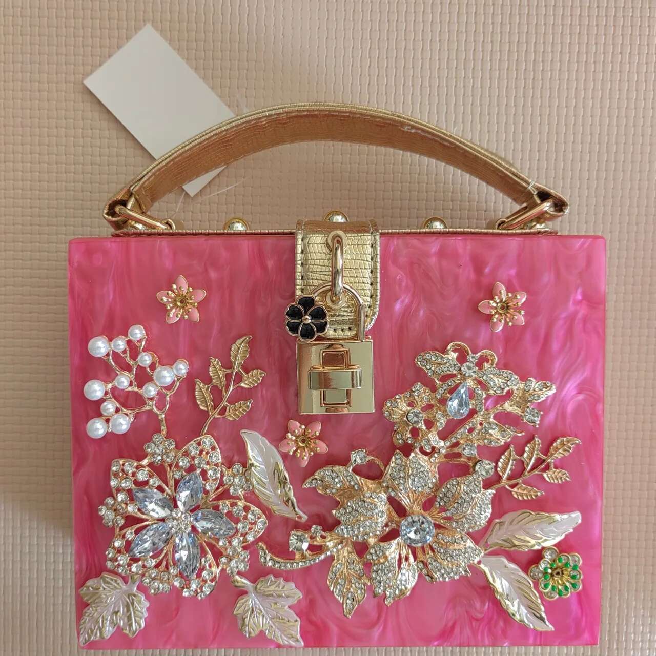 Designer Acrylic Box Evening Clutch Women's Handbag Ral Marbled Dia Suitcase Lady Purse Shoulder Crossbody Bag