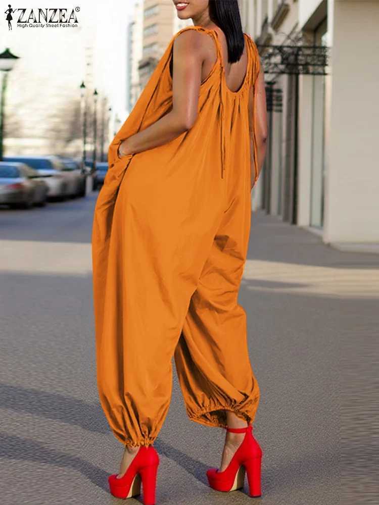 ZANZEA sexy solid bandage pleated all holiday strapless jumpsuit fashionable womens harem pants Playsuit casual loose 2025 jumpsuit X250318