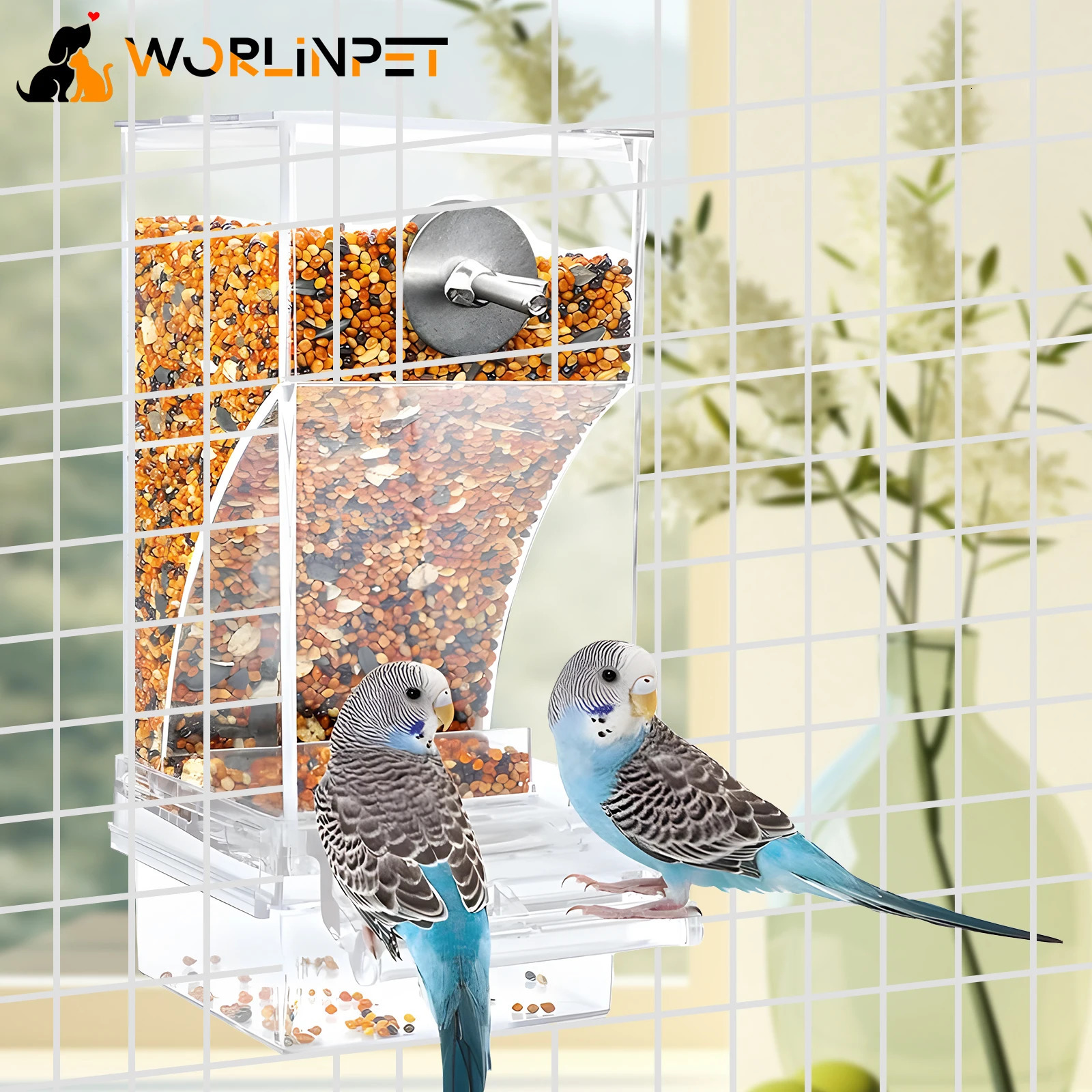 Wolinpet chaos free automatic bird feeder transparent food container cage acrylic parrot accessories 250318