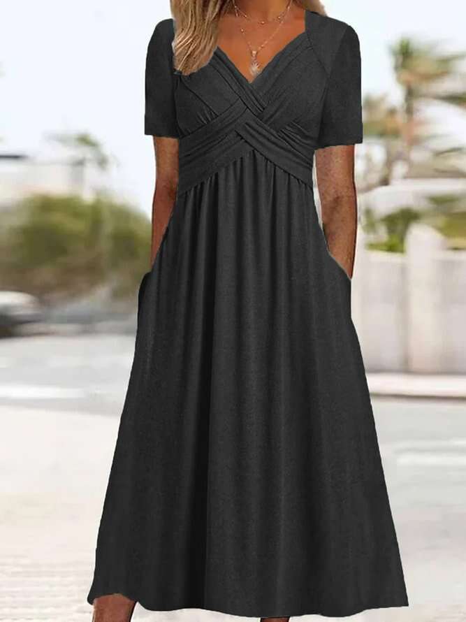 hot summer short sleeved European and American women's personalized dress 2025 new casual versatile fashion clothing