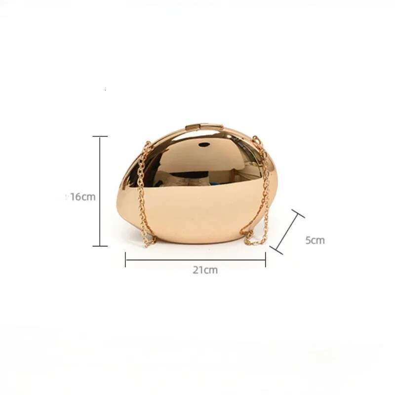 Designer Acrylic Shell Shape Clutch Gold Sier Women Evening Party Bag Cute Shiny Metal Shoulder Crossbody Bags Small Purse