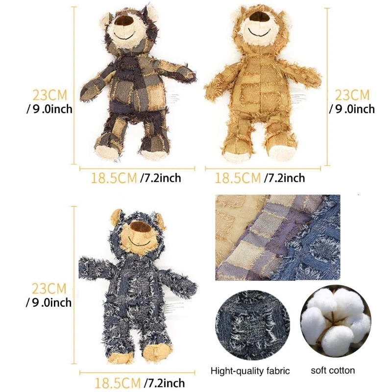 Pet Teddy Bear Soundmaking Toy Plush Interactive Dog Grinding Cleaning Teeth Anti Bite Supplies 250318