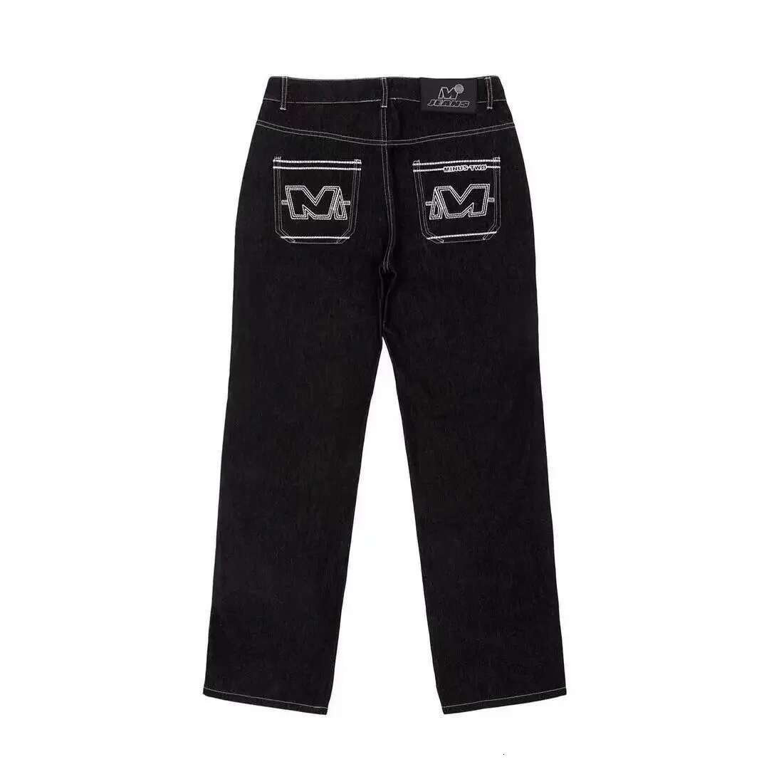 New Letter Printed Baggy Casual Denim Loose High Waisted Jeans Haruku Fashion Straight Leg Pants Men Clothing