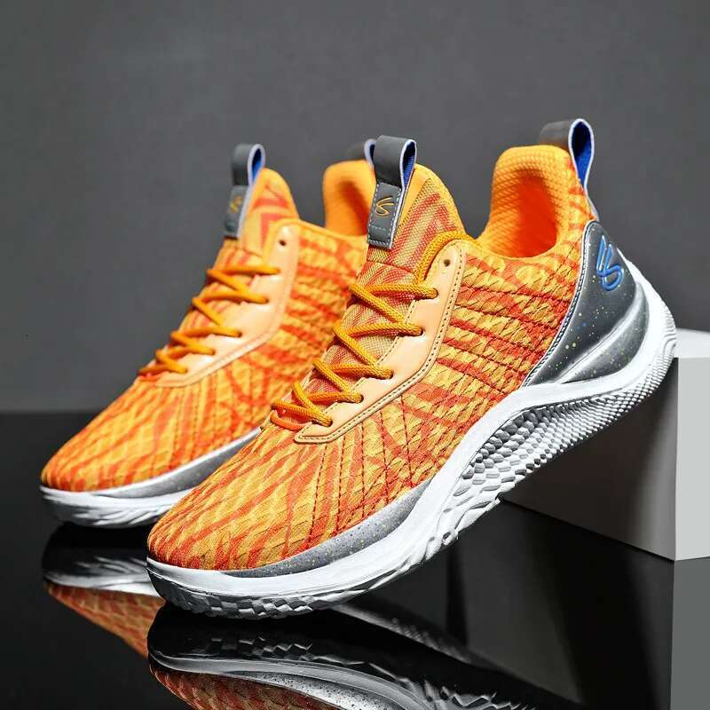 Fashion Orange Basketball Sports Unisex Outdoor Breathable Mens Basket Sneakers Non-slip Men Athletic Shoes Big Size 36-46