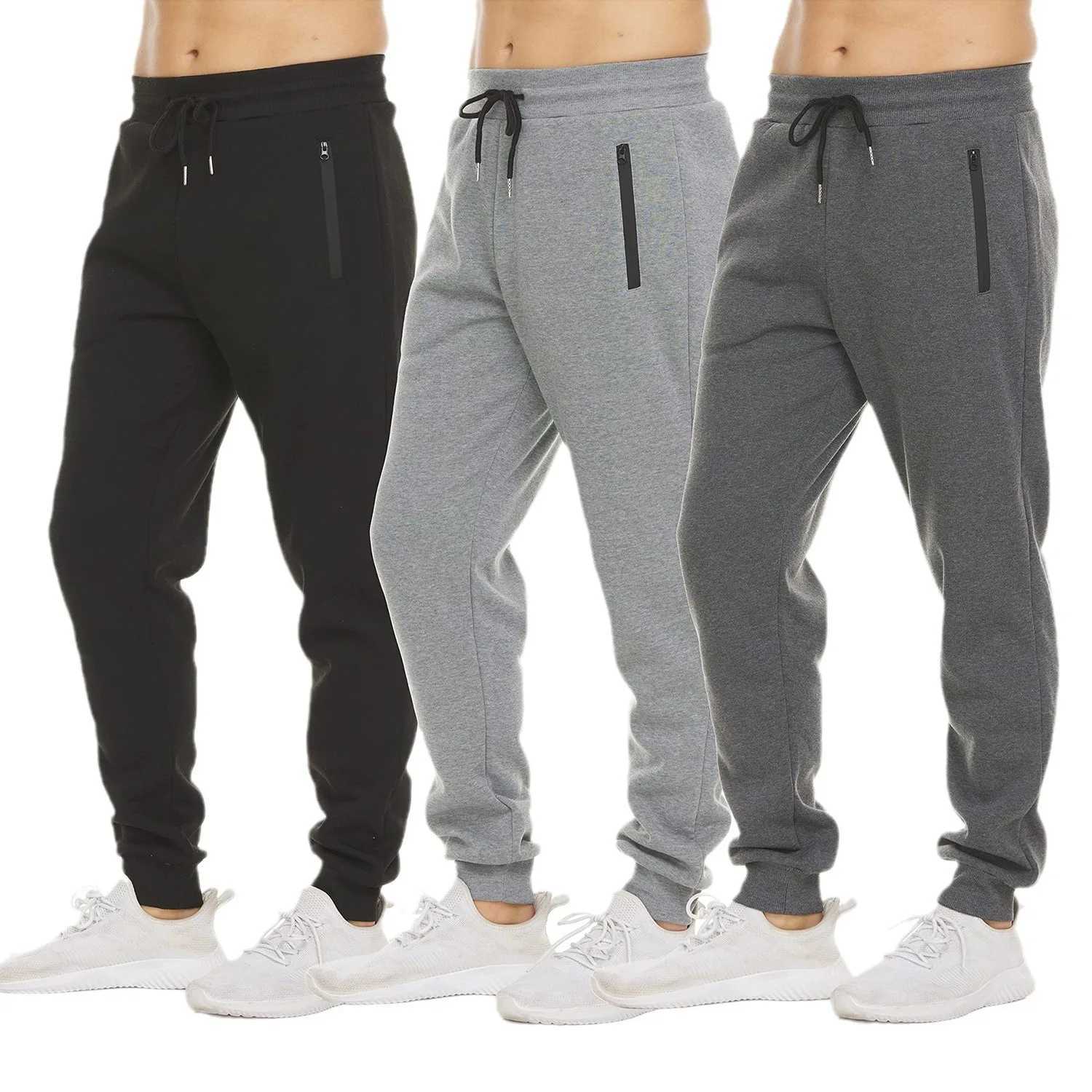 2024 new sports pants streetwear mens pants solid color drawstring zipper pockets cargo pants mens running pants W250318