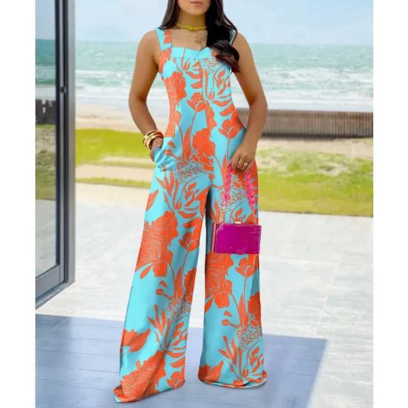 New trend printing fashion jumpsuit summer hanging casual wide leg jumpsuit mono mujer vera no X250318