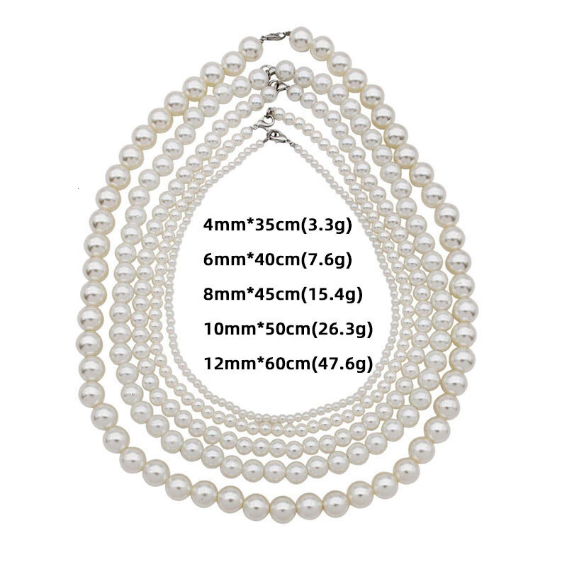 4/6/8/10/12MM Faux Pearl Necklace For Women DIY Multi-layer Combination Of Overlapping Choker Jewelry