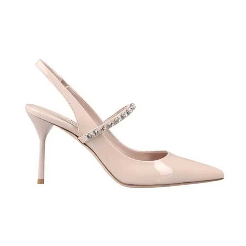 Size 34 45 Wens Diamd Bao sandals 2025 new thin toe sheepskin high H Wens wedding shoes Y250317