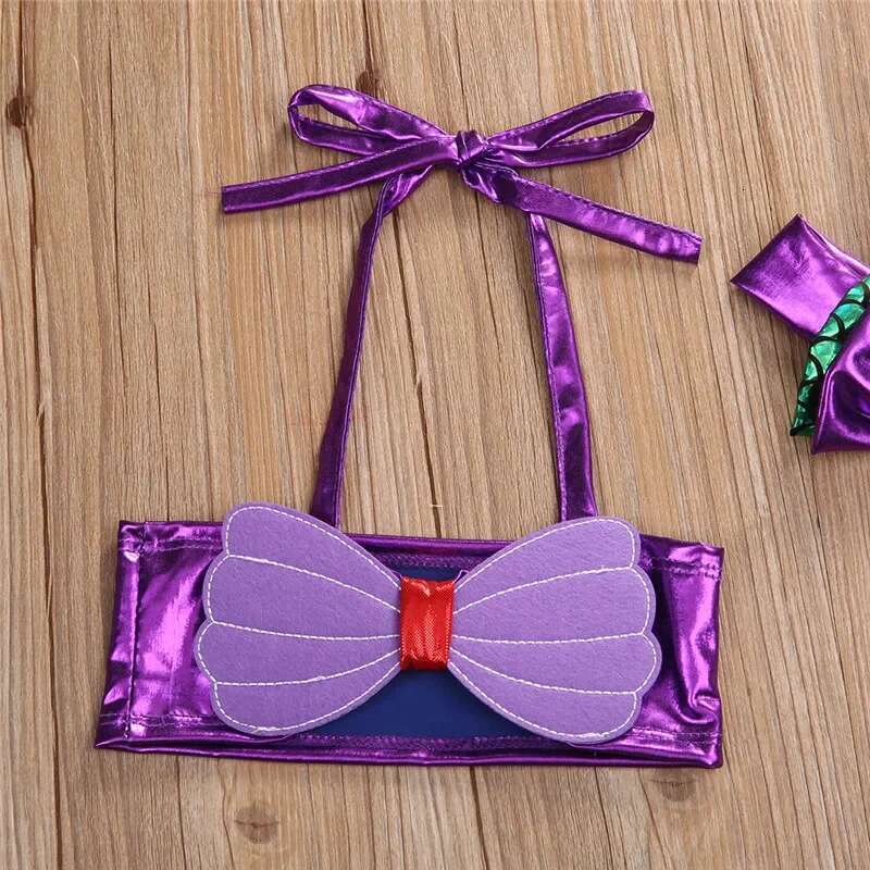 Mermaid Princess Girl Swimsuit, 3-Piece Bikini Set, Cute, Summer Role Playing, Children's Beach Swimsuit, 0-8 Year Old Girl