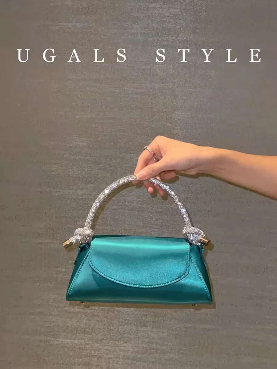 Fashion Women's Handbag Satin Square Glitter Shiny Dia Handle Evening Wedding Party Clutch Purse Shoulder Bag