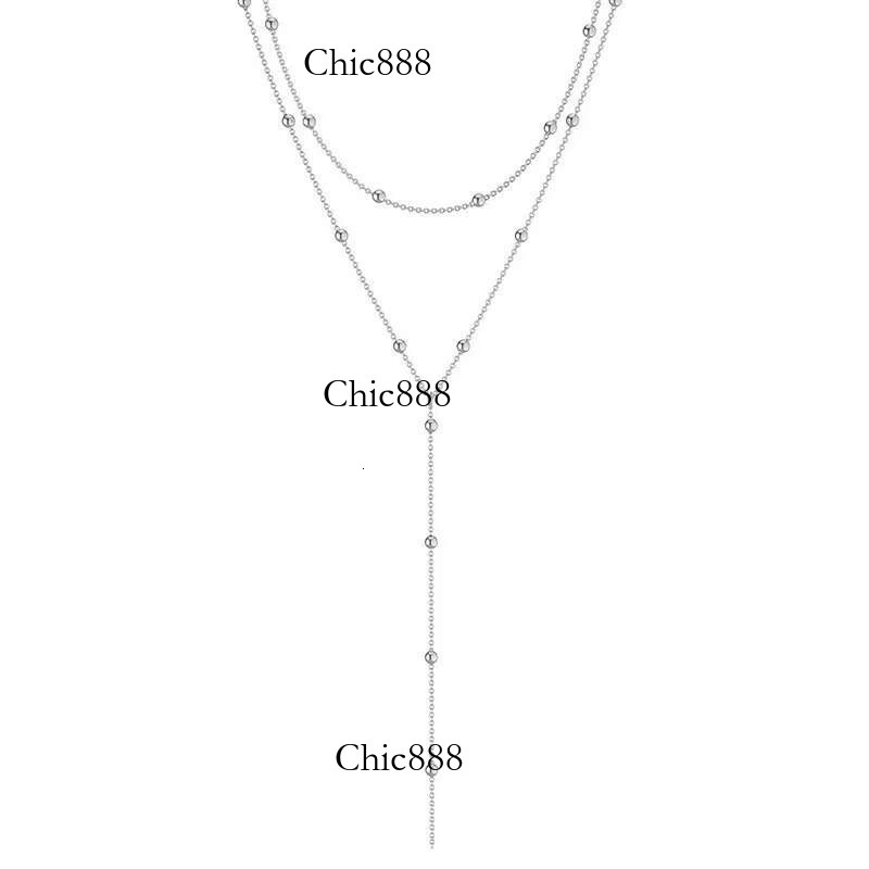 Fashion Simple Geometric Tassel Bead Collarbone Chain For Women Long Necklace Accessories Gifts Jewelry