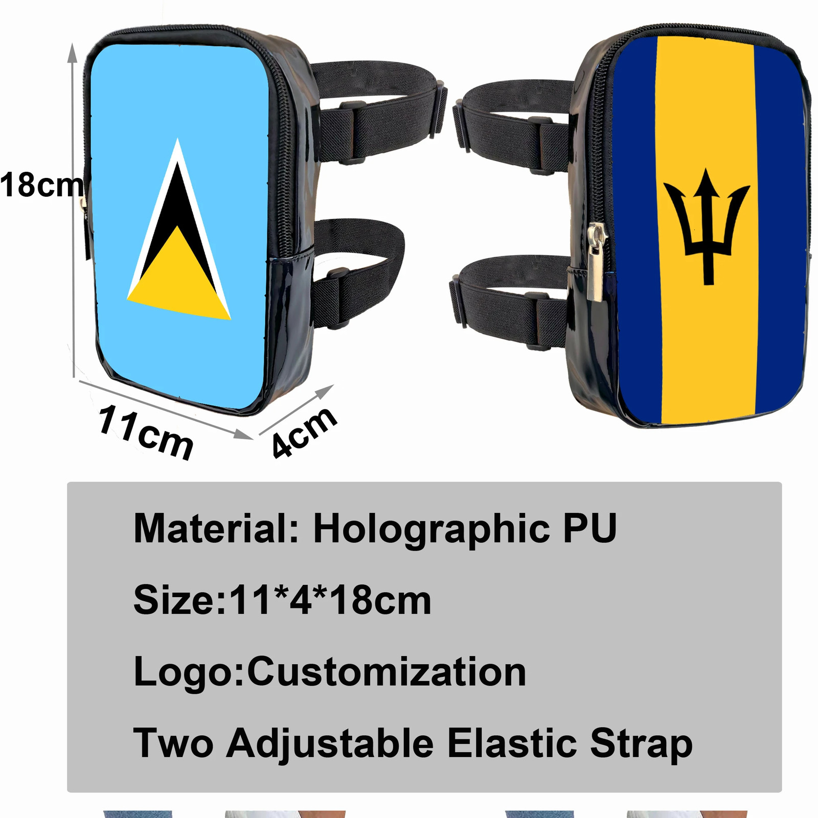 2025 Carnival Leg Bag With Countries Flags Thigh Bag for Women Adjustables Straps PU Waist Pouch Leg Bag for Carnival 250314