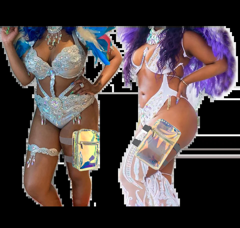 2024 Carnival Thigh Bag Women Holographic Leg Bag for Cave Adjustables Straps PU Waist Pouch Leg Bag for Carnival Hiking Bag 250314
